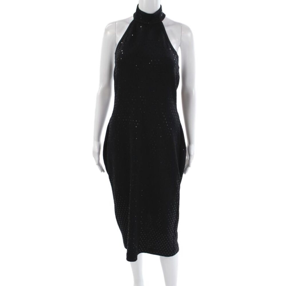 St. John Evening By Marie Gray Womens Sheath Dress Black Knit Halter Size 6